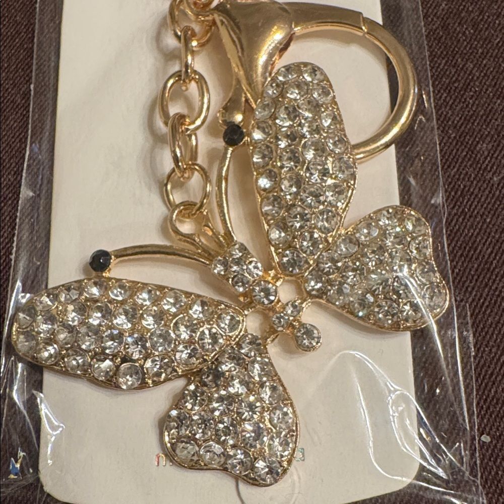 2131 Rhinestone Butterfly Key Ring, Bag‎ Charm